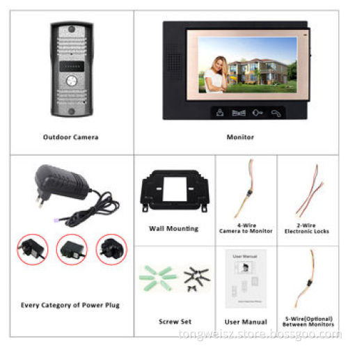 7" TFT-LCD Access control system, CMOS 700TVL cameraNew